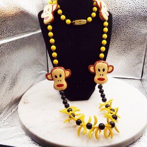 MARDI GRAS IMPORTS FUNNY AND FABULOUS ACRYLIC MONKEYS AND BANANAS NECKLACE 33